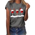 thumbnail image 1 of Gibobby Camisa navideña mujer Navidad Copa de de nieve Impresión O Cuello Manga corta Camiseta suelta Blusa Tops(Gris,G), 1 of 4