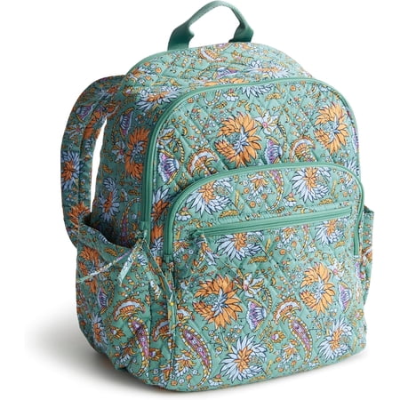 Vera Bradley Women's Premium Cotton Bancroft Backpack, Gemstone Paisley