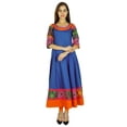 thumbnail image 6 of Amoghah Women Cotton Blue Solid Anarkali Kurti Indian Flaired Blouse Kurta Gift, 6 of 6