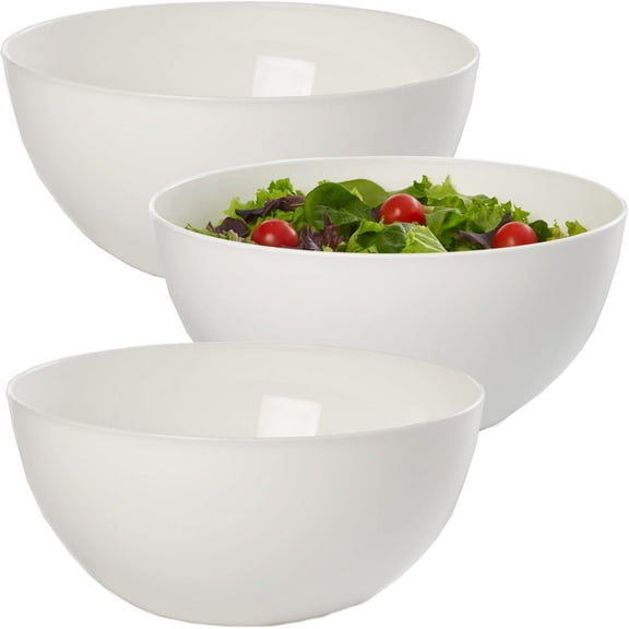 Acrylic Plastic Salad Bowls/Serving Bowls (10 inches) | 3-Piece Set | Reusable, BPA-Free, Made in the USA | 135 oz Capacity