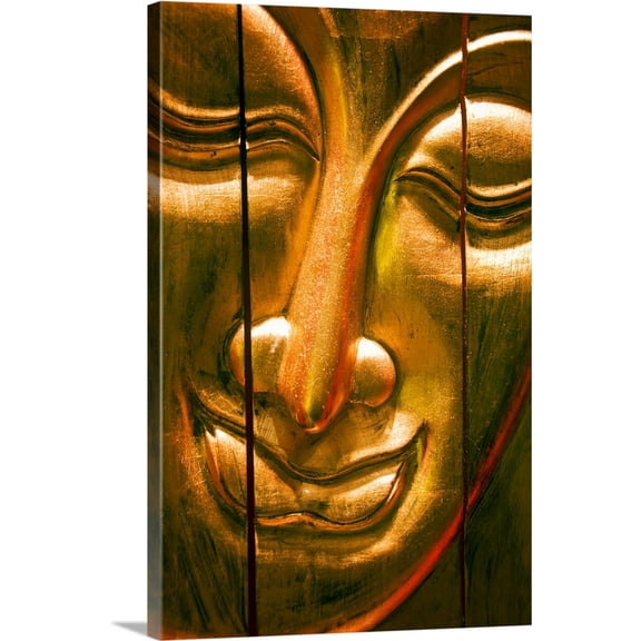 Great BIG Canvas | "Hong Kong, Central, Wooden Buddha Face" Canvas Wall Art - 20x30