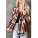 thumbnail image 3 of ABPHQTO Chaqueta de cuadros de franela naranja con bolsillos en el pecho para mujer, 3 of 5