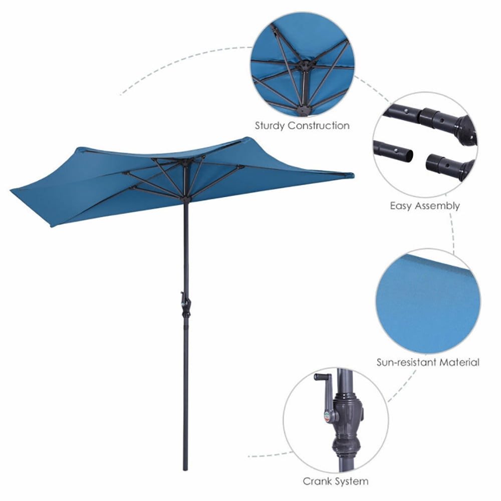 Aimee Lii 9Ft Patio Bistro Half Round Umbrella, Table Umbrella Outdoor Patio, Blue Aimee Lii 9Ft Patio Bistro Half Round Umbrella, Table Umbrella Outdoor Patio, Blue
