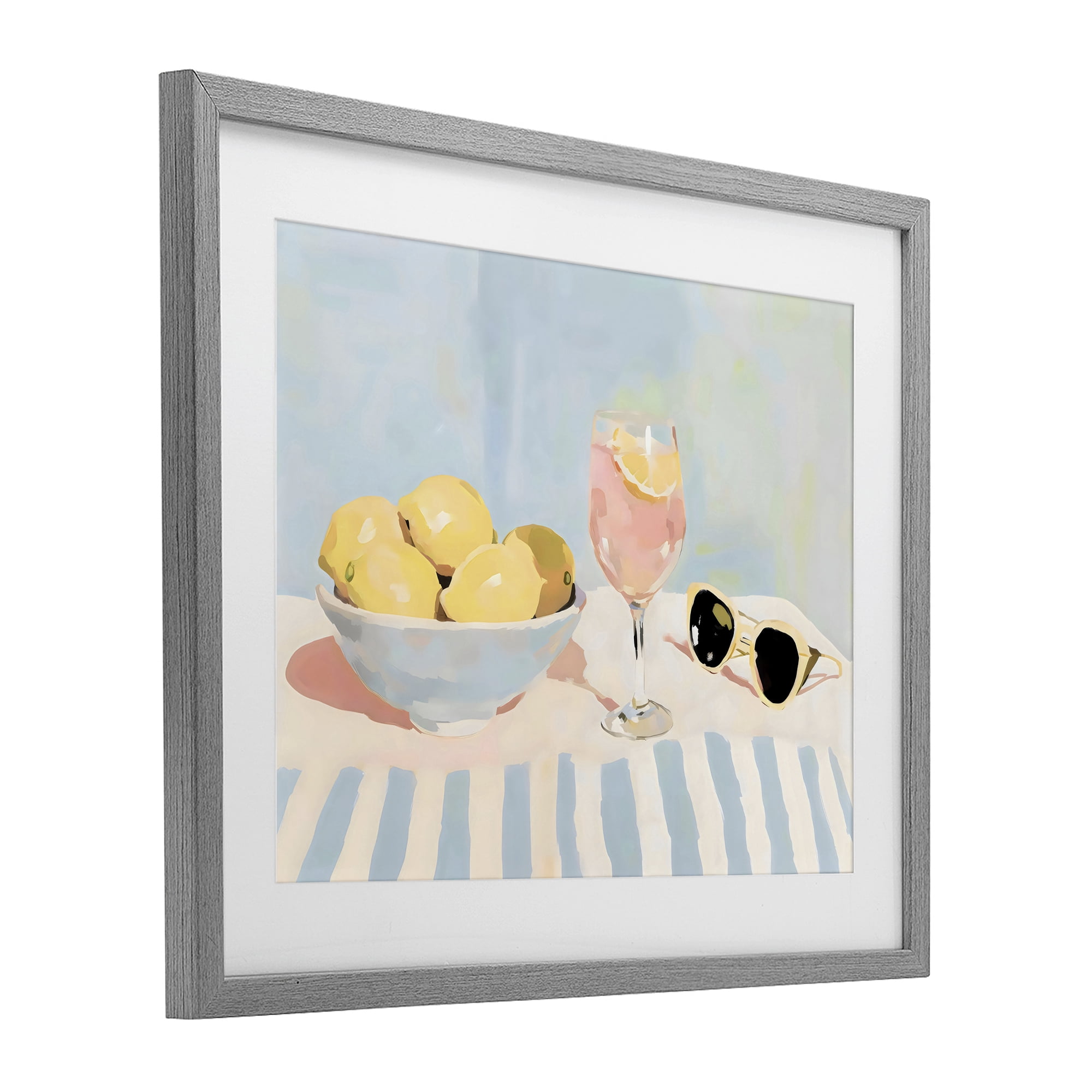Stupell Industries Aperol & Summer Lemons Gray Framed Print Under Glass, design by Sisi and Seb