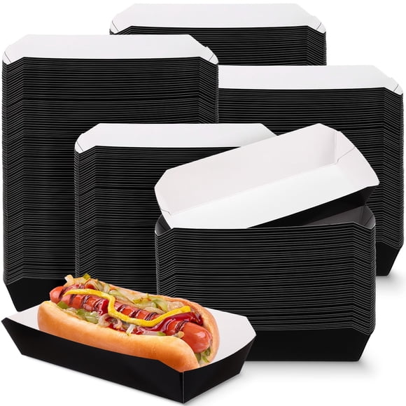 Bandeja de comida Rtteri, 200 unidades, 907 g, desechable, 17,8 cm, papel negro