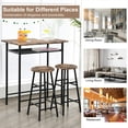 thumbnail image 5 of Gymax 3 Pieces Bar Table Set Counter Height Dining Pub Table w/ 2 Stools Brown, 5 of 10