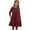 Burgundy, variant on Odeerbi Teen Girls Long Sleeve Tiered Rib Knit Dress Children Solid Color Round Neck Princess Dress with Pocket Teen Girls Clothes