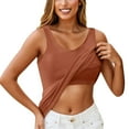 thumbnail image 2 of HOCIRET Tank Tops with Built in Bra for Women Adjustable Spaghetti Strap Cami Sleeveless Summer Tops Brown M, 2 of 5