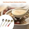 thumbnail image 2 of Spoon Stainless Rounded Edges Long Tools Spoons Comfortable Handle Spoons Handles Reusable Care Sifter Restaurant Kitchen Tools Soup Porridge Pink, 2 of 7