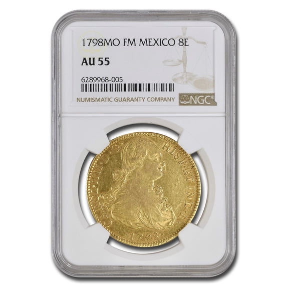 1798-Mo Mexico Gold 8 Escudos Charles IV AU-55 NGC