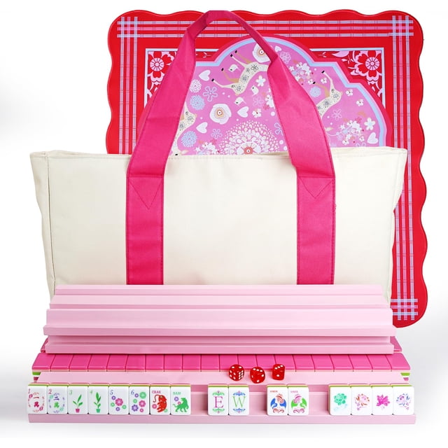 Set de juego de mahjong MAJONIX de acrílico, 160 fichas, rosa