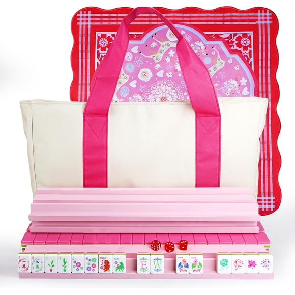 Set de juego de mahjong MAJONIX de acrílico, 160 fichas, rosa