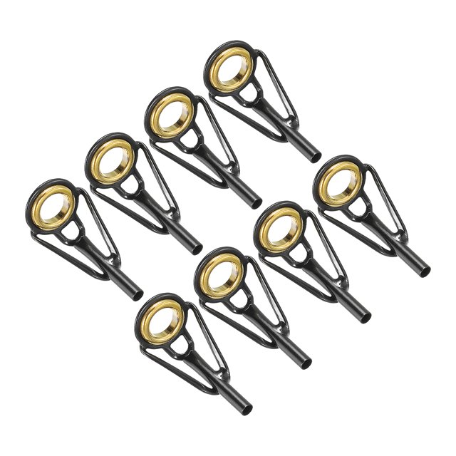 Unique Bargains 1.8mm Stainless Steel Fishing Rod Tip Repair Kit Pole Ring Guide Replacement, Golden 8 Pack