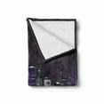 thumbnail image 2 of Urban Soft Flannel Fleece Throw Blanket, Qatar Middle East Town with Luminous Skyscraper at Night View, Cozy Plush for Indoor and Outdoor Use, 70" x 90", Charcoal Grey Orange, by Ambesonne, 2 of 6