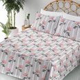 thumbnail image 3 of Ambesonne Rose Print Fitted & Flat Sheet with Shams 4 Pcs Set, Romantic Love Flowers, Queen, Grey and Pale Pink, 3 of 5