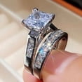 thumbnail image 4 of Hitanshu Jewels 14K White Gold Plated His & Her Trio Ring Set 1.30 ct Brilliant Moissanite, 4 of 6