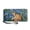 Blue Iris Cat, variant on Hummingbird Pattern Long Purse with Zipper Closure Zip-Around Womens Wristlet Wallet for Travel, PU Leather Clutch for Shopping