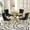 Table and 4 Black Velvet Chairs Golden Leg, variant on Sumdeal 63" Glass Dining Table Set for 6,Gold Base Dining Room Table with 6 Gold Leg C Shape Chairs