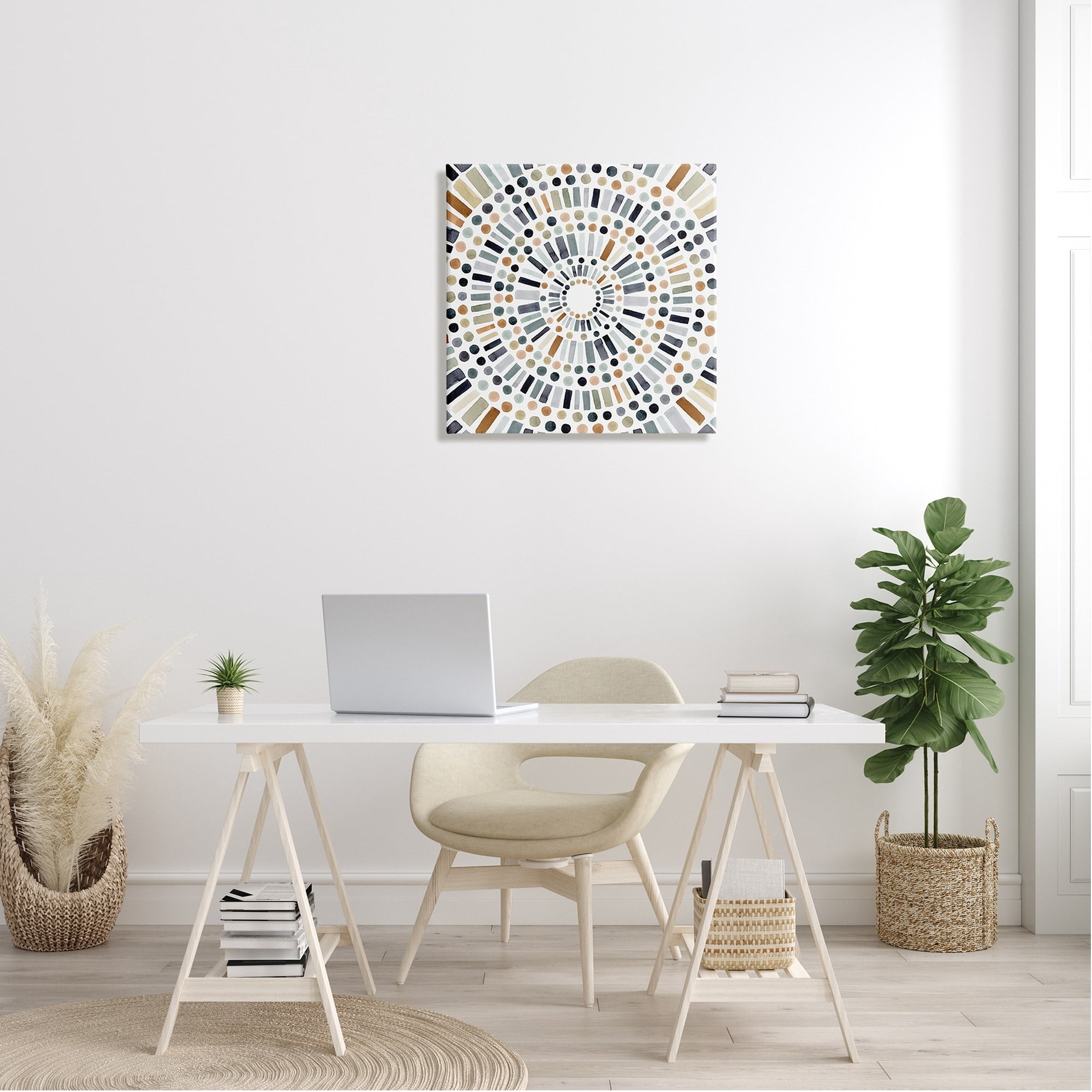 Stupell Industries Bold Rustic Abstract Mosaic Circle Pattern Illustration Paintings Gallery-Wrapped Canvas Print Wall Art, 24x24, by Victoria Barnes