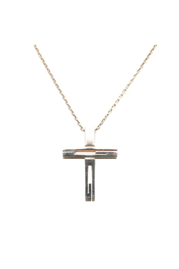 Pre-Owned Gucci G-logo Cross Chain Pendant Necklace 228364 SV925 Silver Women's GUCCI