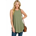 thumbnail image 3 of I AM A FASHION JUNKY Zenana Curved Hem Slub Tunic Tank (LTOLIVE, L), 3 of 3