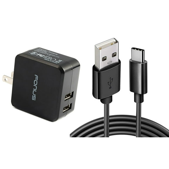 17W Home Charger for Samsung Galaxy A54 5G/A34 5G/A24 - 2-Port USB 3.4A Type-C Cable 6ft Power