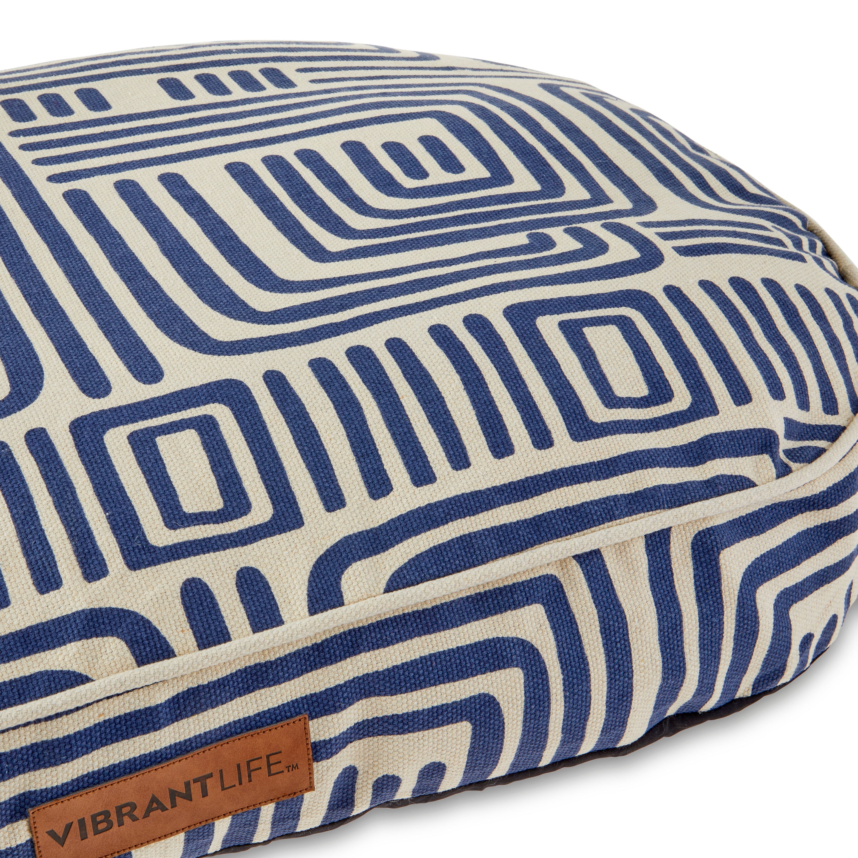 (2 pack) Vibrant Life Oval Durry Pet Bed, Blue & White