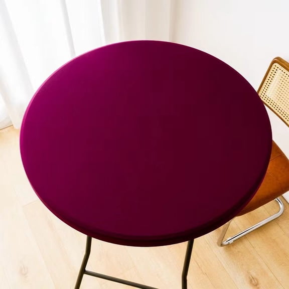 Round Elastic Tablecloth - 31-Inch (80cm) Polyester Fitted Table Cover for Dining & Events