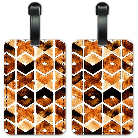 Brown Watercolor Toss - Luggage ID Tags / Suitcase Identification Cards - Set of 2
