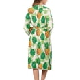 thumbnail image 2 of Yuyamidu Pineapple Bathrobes for Women Long Sleeve Robes Size L Palm Leaves Kimono Robe Green Nightgown with Waist Belt Lightweight V Neck Sleep Dress for Spring Summer Fall, 2 of 7