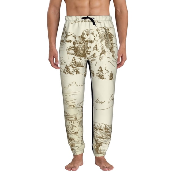 Kdxio American Monuments Pattern Joggers,Sweatpants for Men with Pockets-Small