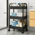 thumbnail image 3 of LEEYNEER 3 Tier Rolling Cart with Wheels Detachable Utility Storage Cart with Handle and Lockable Wheels Storage Basket Organizer Shelves Easy Assemble for Bathroom Kitchen White, 3 of 3