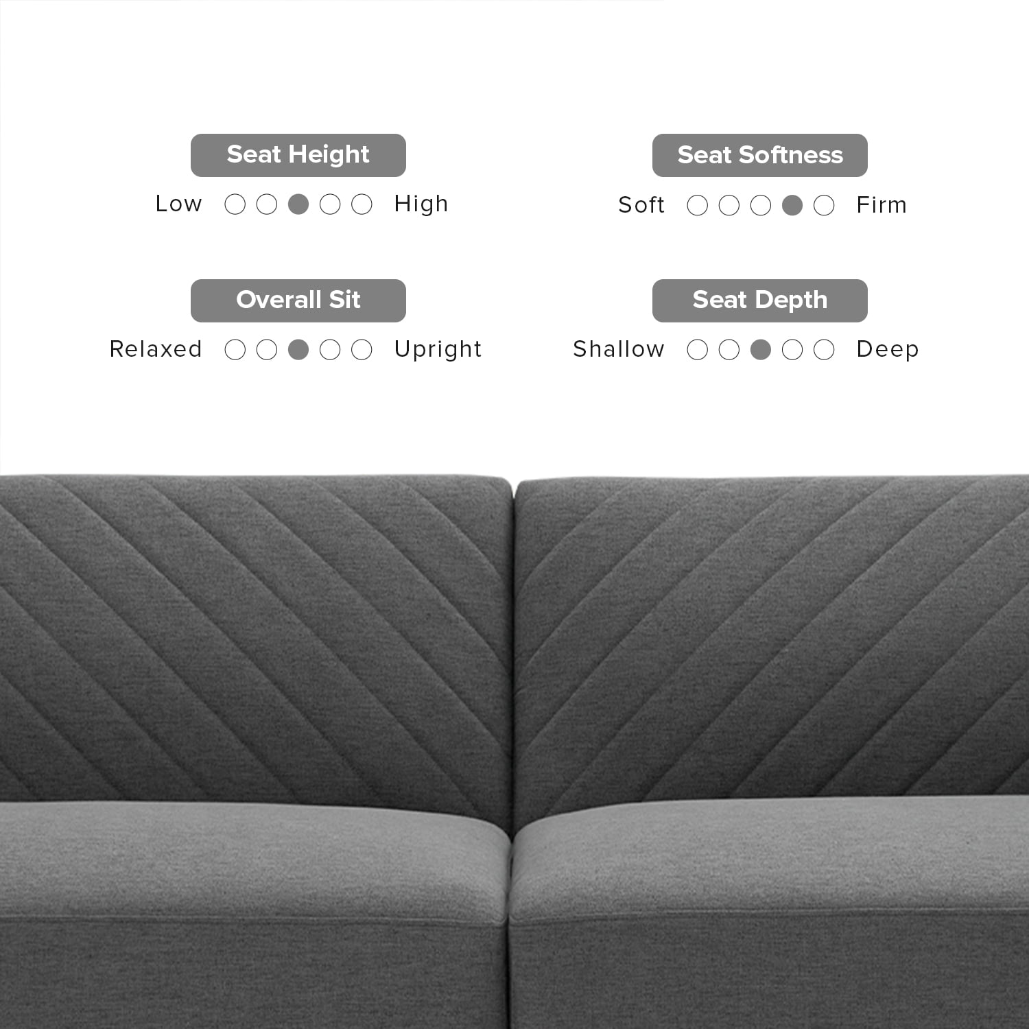 Mopio Chloe Futon Sofa Bed Convertible Sleeper Sofa with Tapered Legs Dark Gray 7.56" (W) x 38.6" (D) x 22.8" (H)