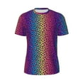 thumbnail image 5 of Wukai Leopard Neon Rainbow Gradient Print Men's Short-Sleeved Mesh T-Shirt,Quick-Dry Short Sleeve Workout T-Shirt-, 5 of 8