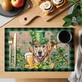 thumbnail image 2 of St Patricks Day Placemats Set of 12, Watercolor Dogs Green Shamrock Wood Grain Placemats for Dining Table, Place Mats for Kitchen Tabletop, Waterproof Wipeable Dining Table Mats Set, 2 of 9