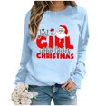 thumbnail image 5 of VBARHMQRT Chandail à Capuche pour Femmes Mode de Noël Père Noël Imprimé Lettre Manches Longues Col Rond, 5 of 5