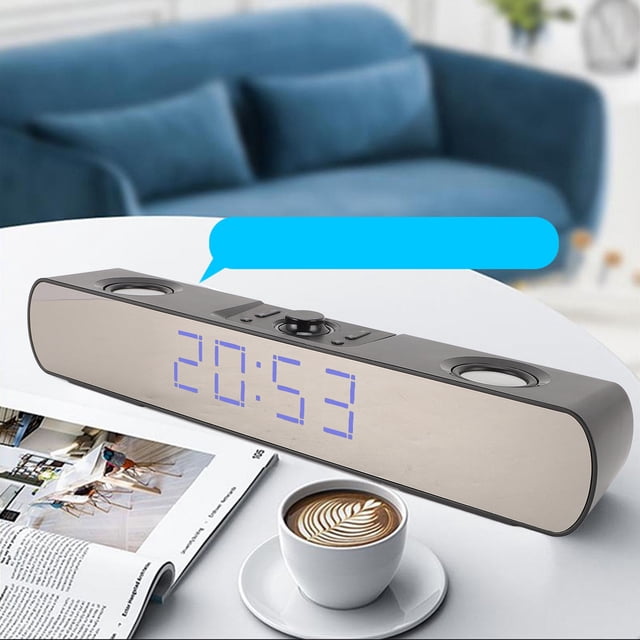 Presidentes del Ordenador de, Barra de Sonido de Computerara Estéreo de Alta Fidelidad Con Radio FM Desspertador, Subwoofer Inteparado Compatible con USB Aux, AltaVoz