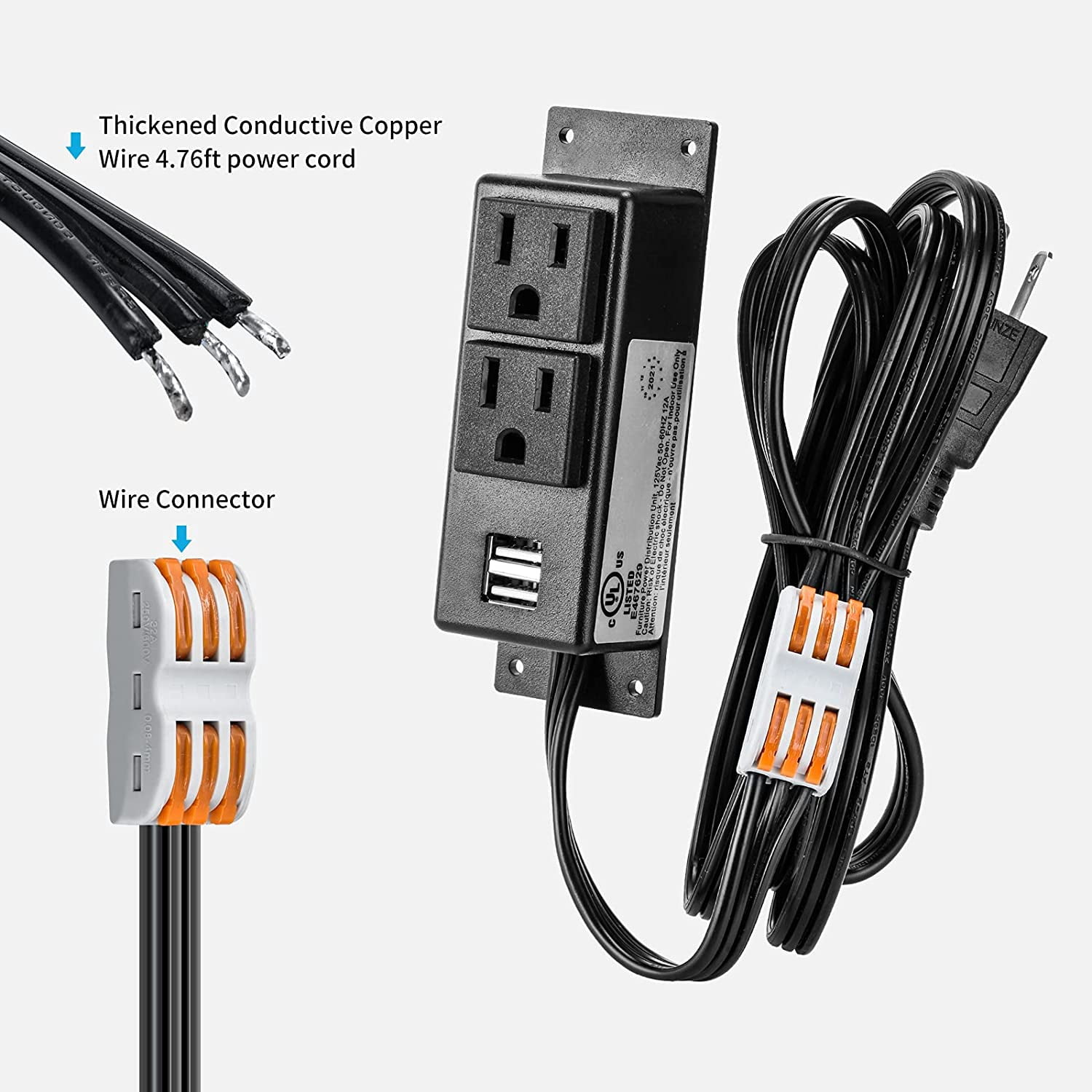 Briidea Gun Safe Power Outlet Kit, Universal Fit, AC & USB Outlet, Includes Adapter, 1 Pack, for Interior Dehumidifiers and Lights, Black