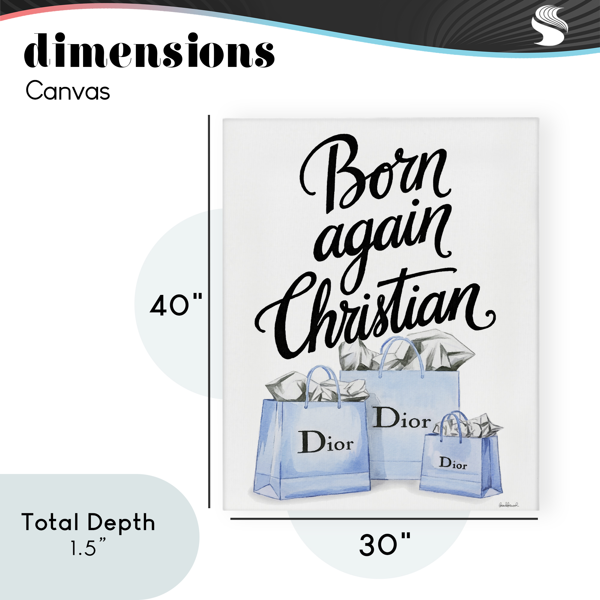Glam Bags Born Again Christian Canvas Wall Art, design by Amanda Greenwood