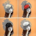 thumbnail image 3 of Sombrero de fieltro negro para mujer, velo de malla, decoración de punto ondulado de felpa pequeña, pinzas para el pelo, tocado de cóctel nupcial para boda, 3 of 5