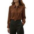 thumbnail image 2 of NTACZA Womens Tops Business Elegant Dressy Blouse with Belt Office Work Button Up Womens Shirts Casual M, 2 of 6