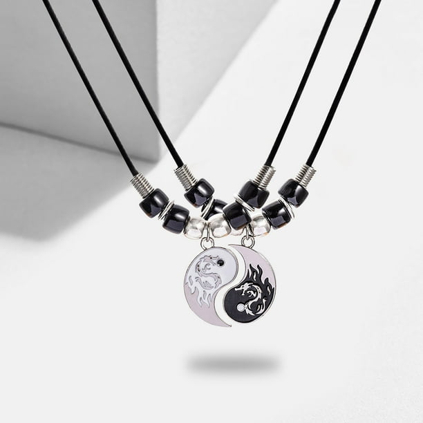 Moda Collares Collar Cadena Colgante Parejas Patrón Colgante Yinyang para Novia Collares y Colgantes