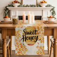 thumbnail image 4 of Spring Honey Bee Cotton Linen Table Runner for Dining Kitchen, Watercolor Bee Farmhouse Wedding Outdoor Party Tablerunners Decoration, Dresser Scarf Coffee Tablecloth Runners 13x72 Inches, 4 of 9