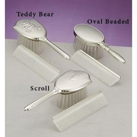 Empire Sterling Silver Gift Boxed Girls Shield Comb and Brush Set QGP8875