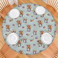 thumbnail image 2 of Lightblue Highland Cow Flower Bucket Pattern Round Fitted Tablecloth with Elastic Edge,Dining Table Cover Waterproof,Outdoor Round Tablecloth for Camping,Dining,Indoor and Outdoor, 2 of 7