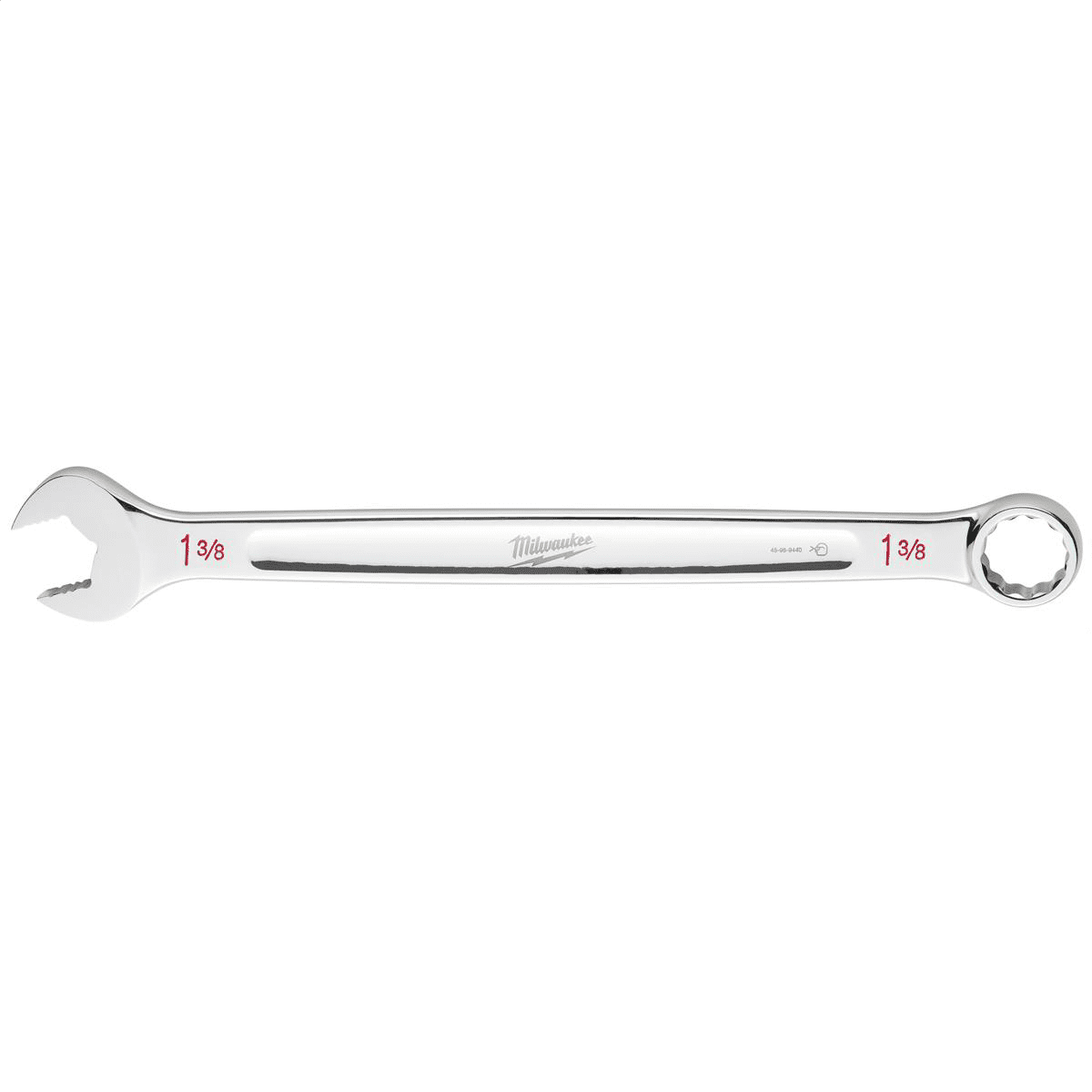Milwaukee Tool 1-3/8" SAE Combination Wrench, 12-Point, Steel, Chrome, Ergonomic, I-Beam Handle