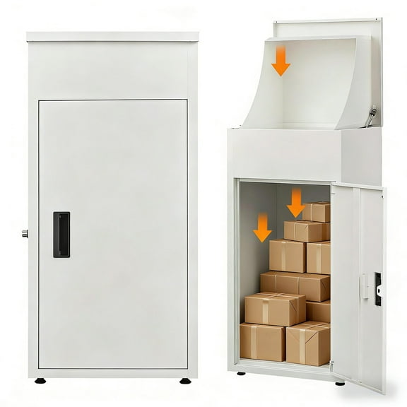 Package Delivery Boxes for Outside, Large Metal Parcel Drop Box, Anti-Theft Parcel Mailbox with Coded Lock, Waterproof Parcel Storage Box for House