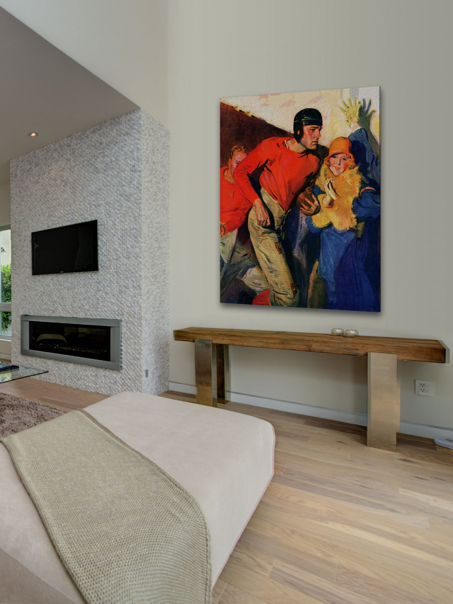 Marmont Hill Football Player and Fan by McClelland Barclay Painting Print on Canvas