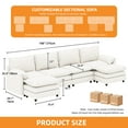 thumbnail image 3 of Craftian Sectional Sofa with Ottoman, 142" U Shape Modern 6 Seat Cloud Couch with Pillow-Armrest, Beige, 3 of 10