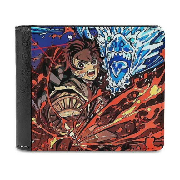 Demon Slayer Slim Bifold Wallet Purse Leather Wallets for Men Women Card Holder Wallets - Thin & Stylish